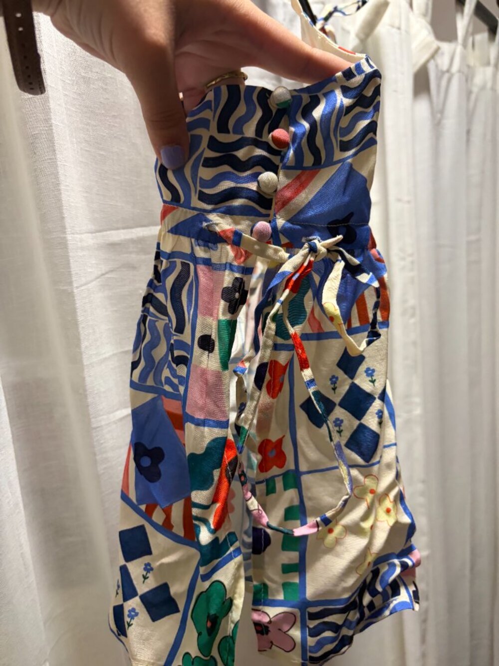 FRNCH Paris — Graphic Print Tie-Shoulder Babydoll Cami Top NWT (M) - Picture 2 of 3